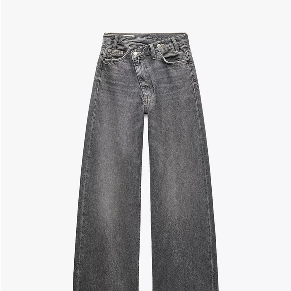 Zara Denim - Zara High-Rise Wide-Leg Jeans - Gray